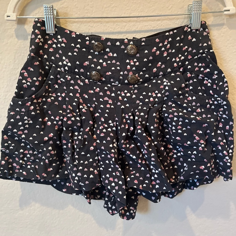 Pimkie Black navy  Heart Print Skort with Buttons